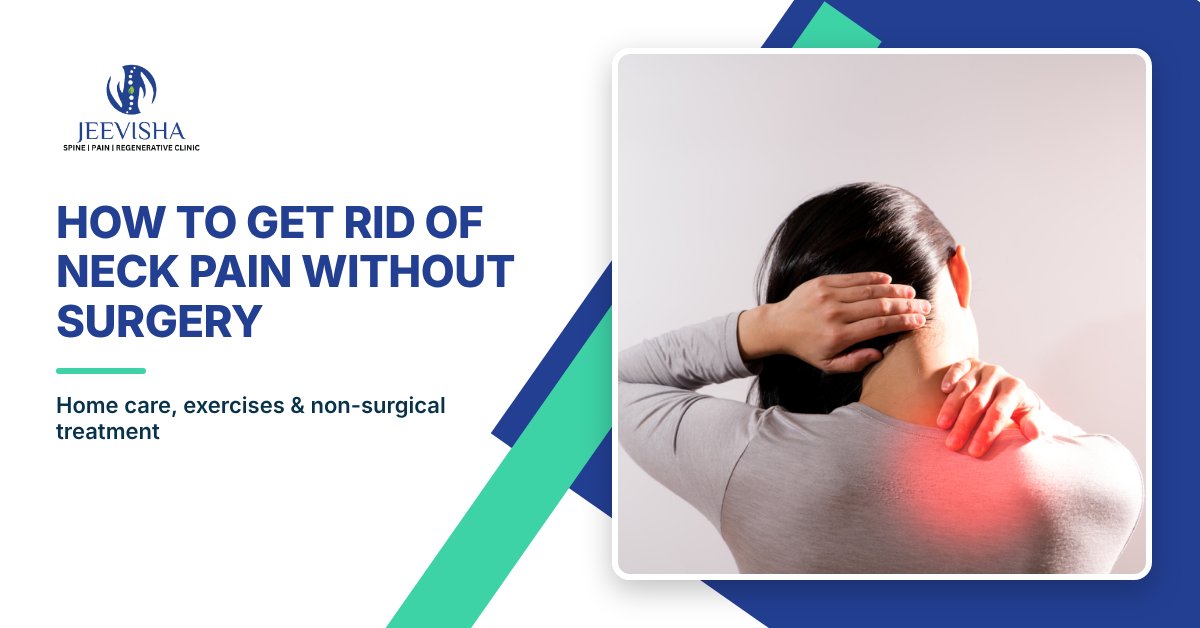 Woman holding her neck at a desk with neck pain